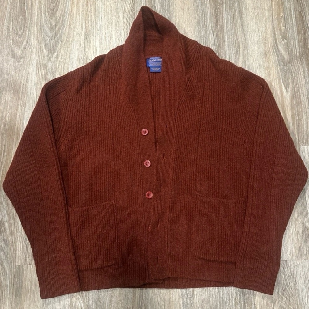 Pendleton Men's Brick Red Wool Cardigan Sweater